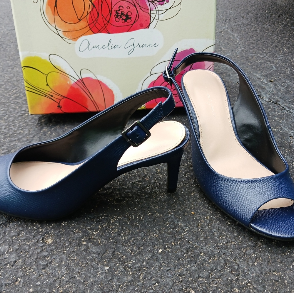Navy Slingback Pumps